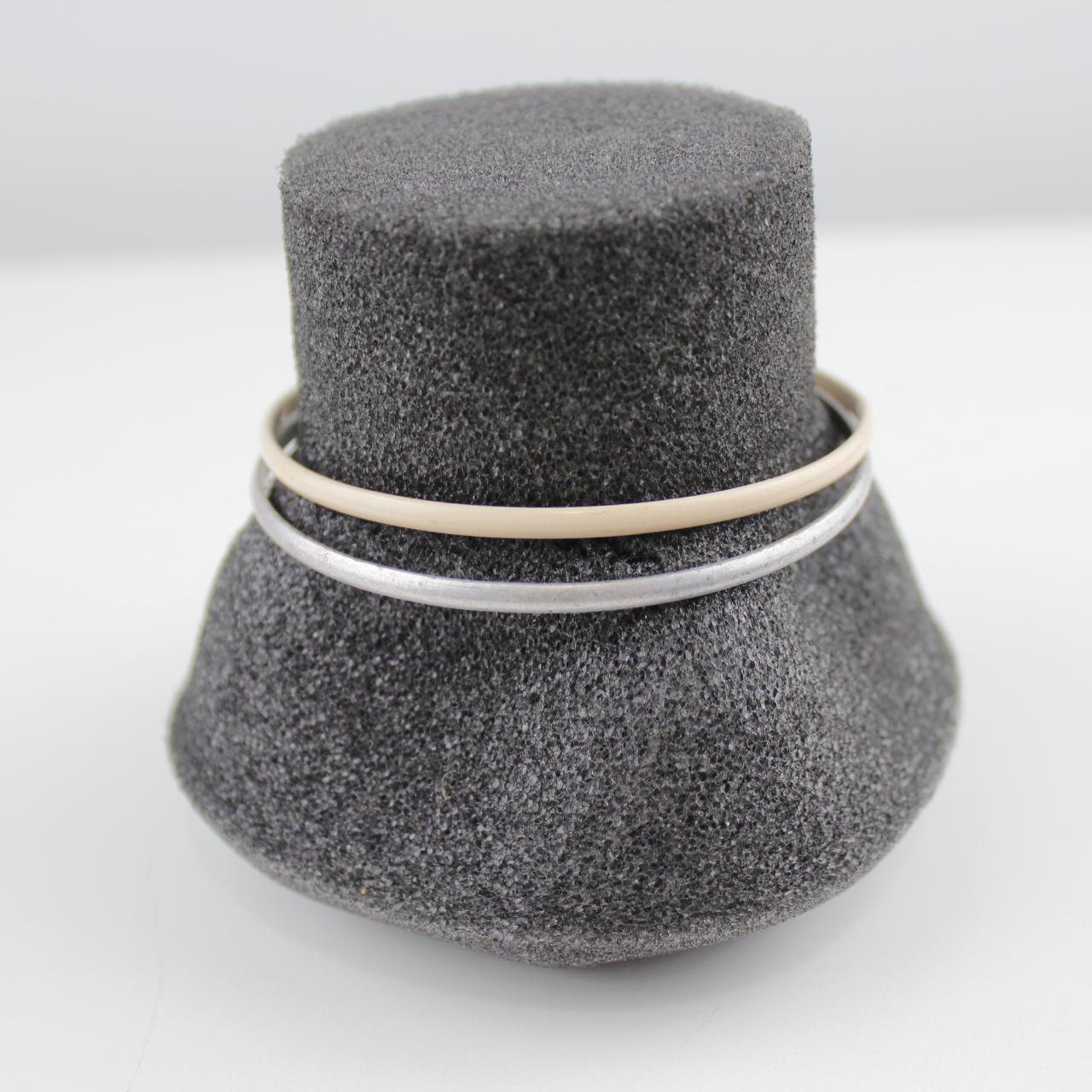 Silver Colour & Cream colour Bangle Bracelets Set Thin Stack