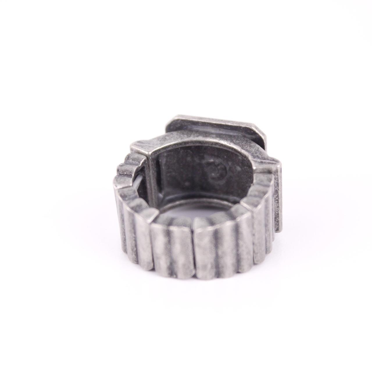 Vintage Brutalist Square Signet Ring Silver Tone Wide Industrial Statement Stret