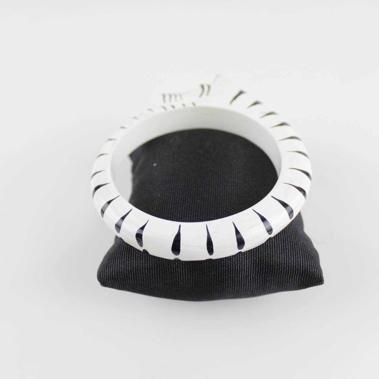 Zebra Head Bangle Bracelet - White and Black - Whimsical Des