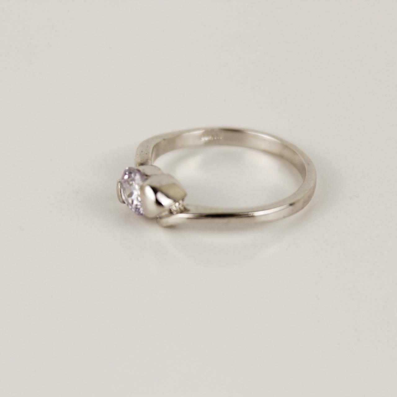 Silver tone Heart Amethyst Promise Ring Romance   Good pre-loved condition. Mino