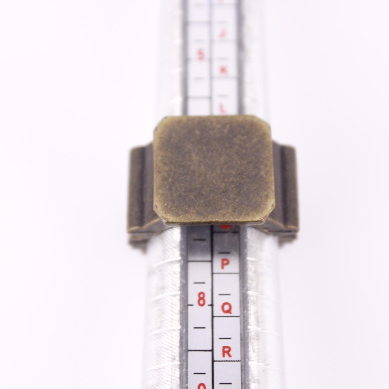 Vintage Brutalist Square Signet Ring Brassy tone Wide Industrial Statement Stret