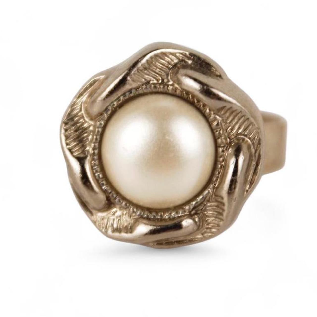 Vintage Silver Tone Ring Sculptural Chunky Statement Cocktail Adjustable Band  G
