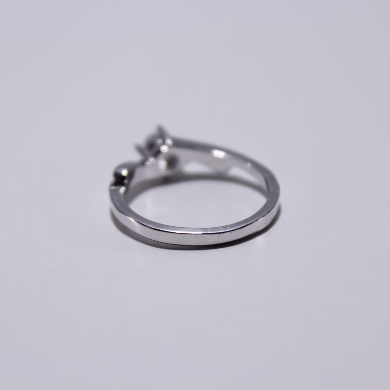Silver Tone Ring Solitaire Clear Stone Minimalist