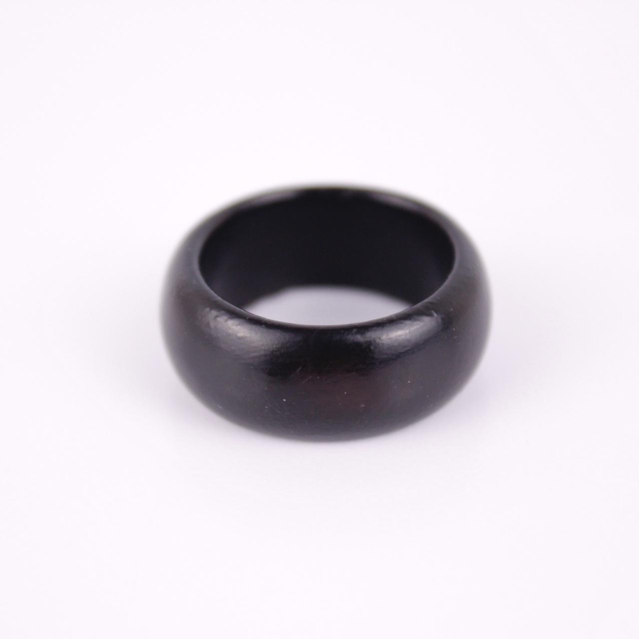 Black Dome Ring Wide Statement Band Resin Wood Style Boho Bold  Good pre-loved c