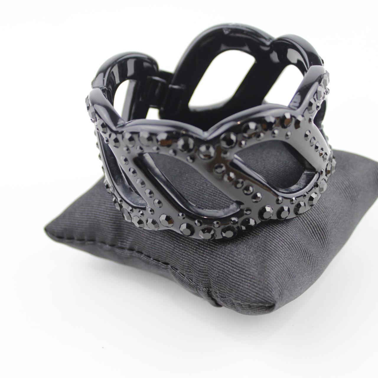 Mimico Elegant Black Bracelet with Faceted Stones Fashion Je