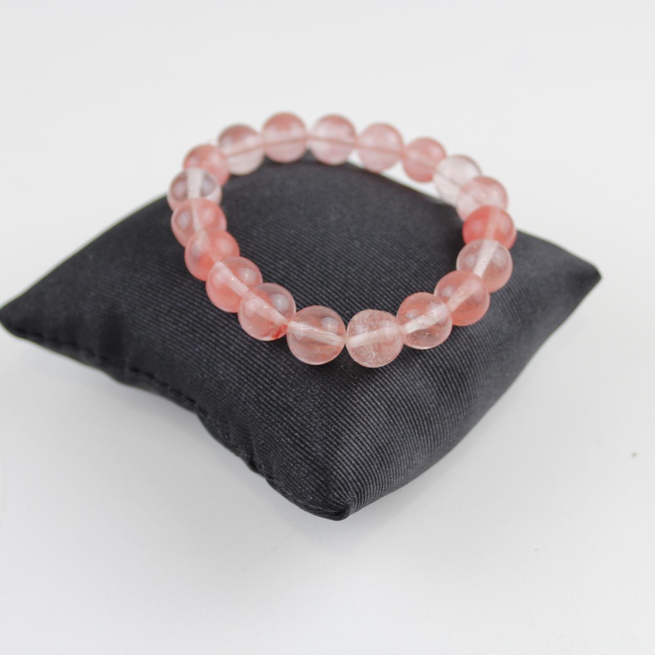 Delicate Rose Quartz Stretch Beaded Bracelet - Soft Pink Hea