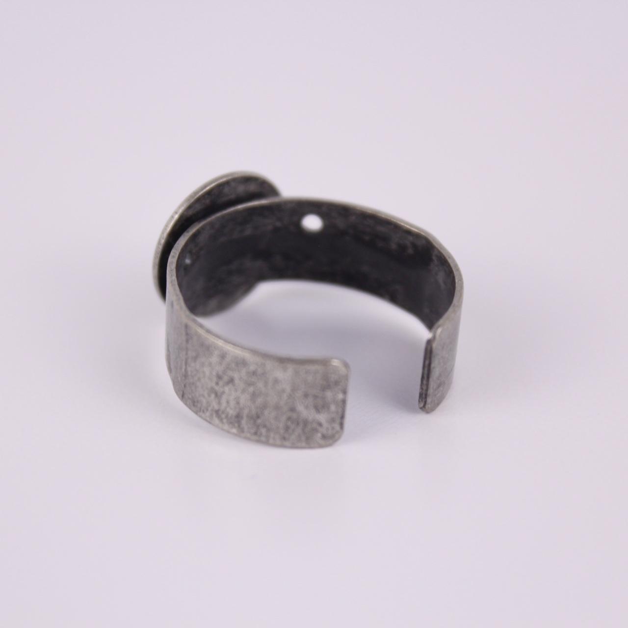 Silver Tone Coin Ring Adjustable Hammered Metal Band Rustic Boho Statement Ethni