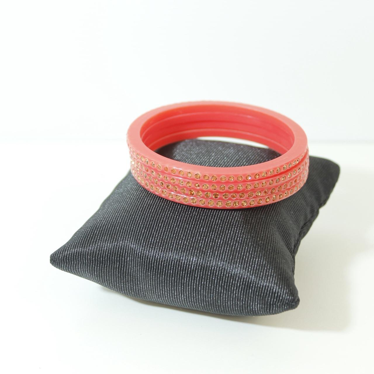 Kids Red Resin Bangle Bracelets Gold Glitter Inlay Textured Sparkle Stacking