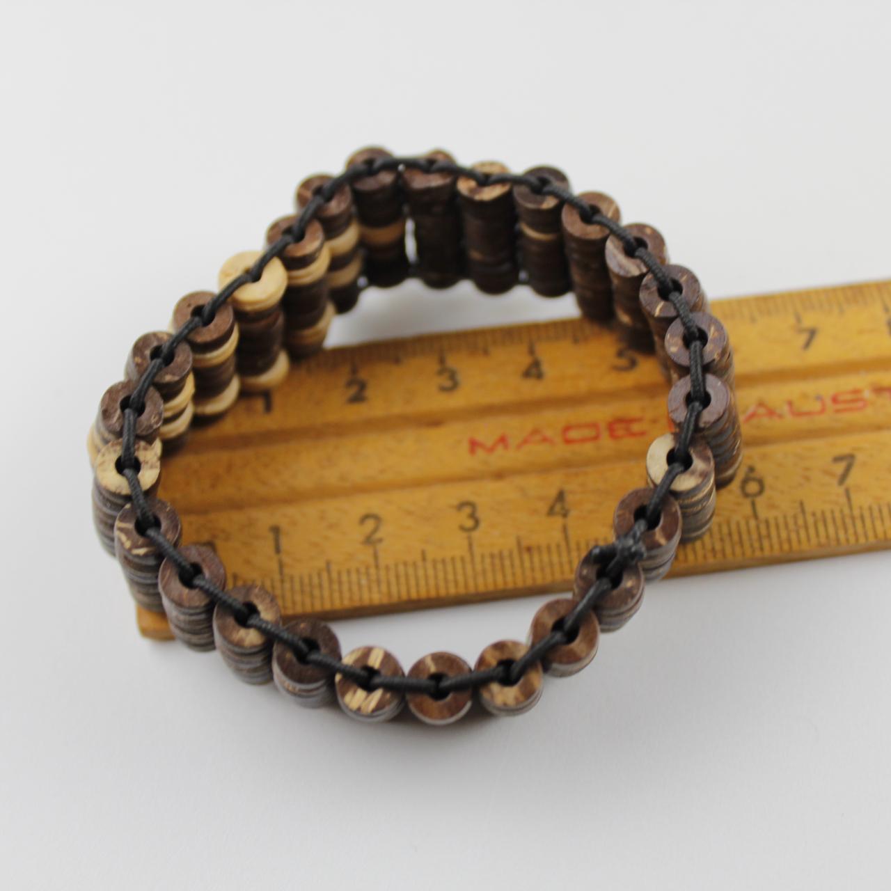 Wood Bead Bracelet Natural Brown Boho Ethnic Jewelry  Good p