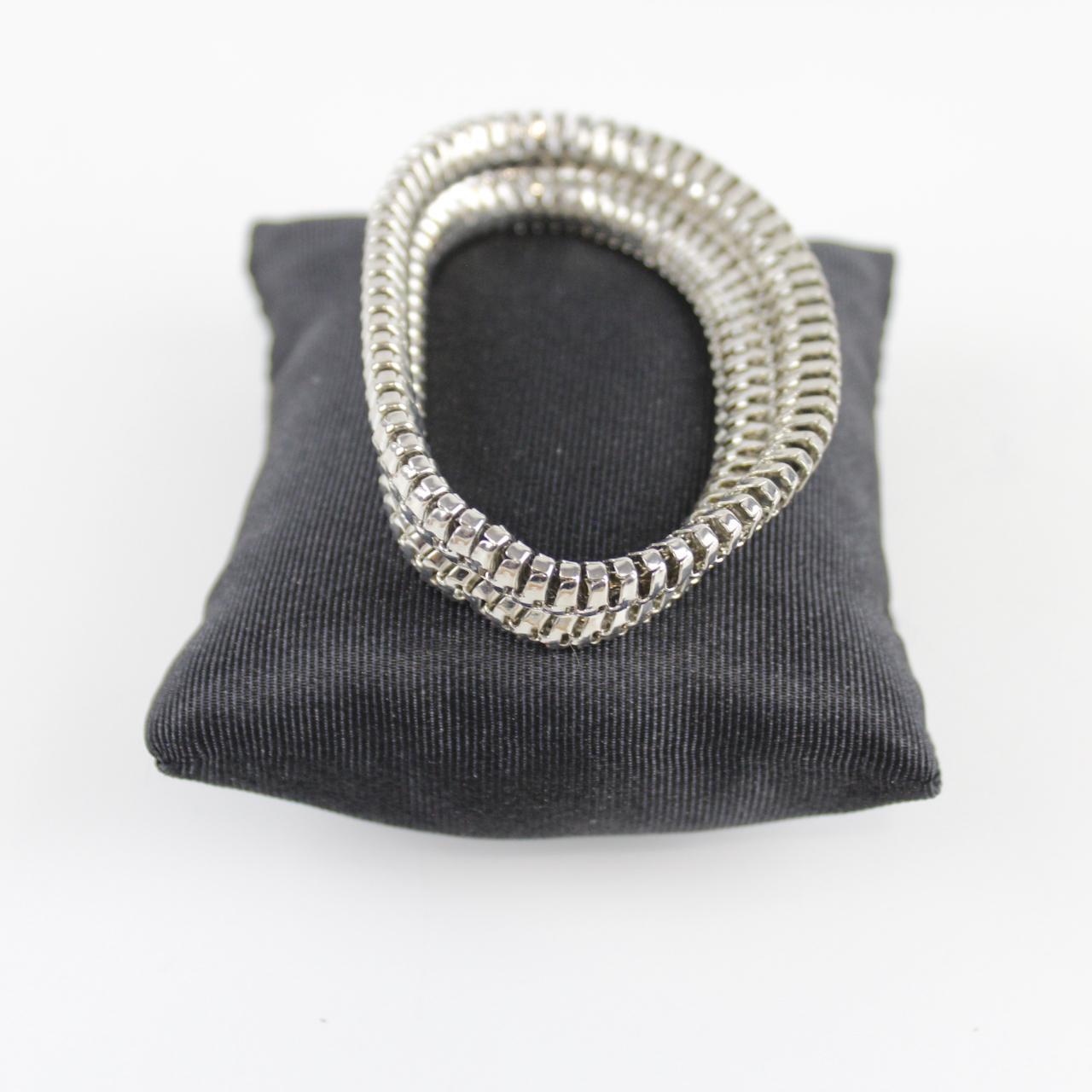 Woven Metal Bracelet - Silver-Tone - Intricate Design - Stat