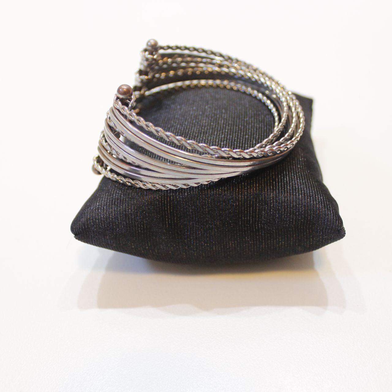 Handmade Wire Wrap Cuff Bracelet Silver Tone Artisan Jewelle