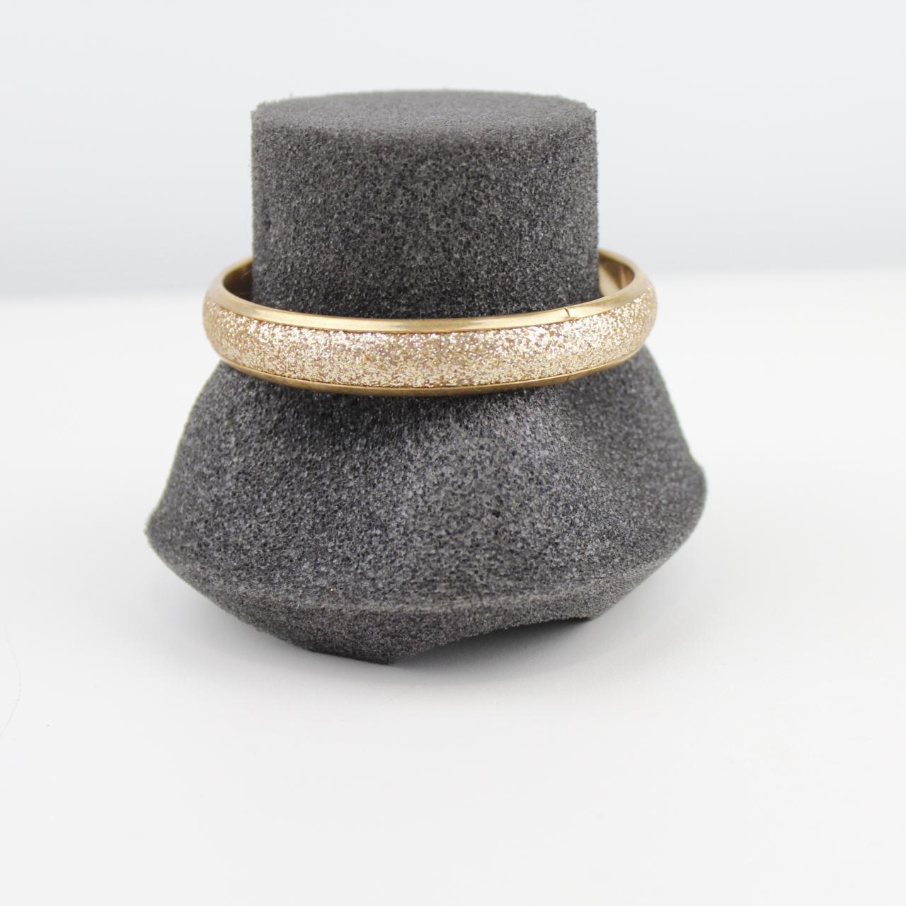 Gold Tone Bangle Bracelet Glitter Texture Minimalist Jewelry