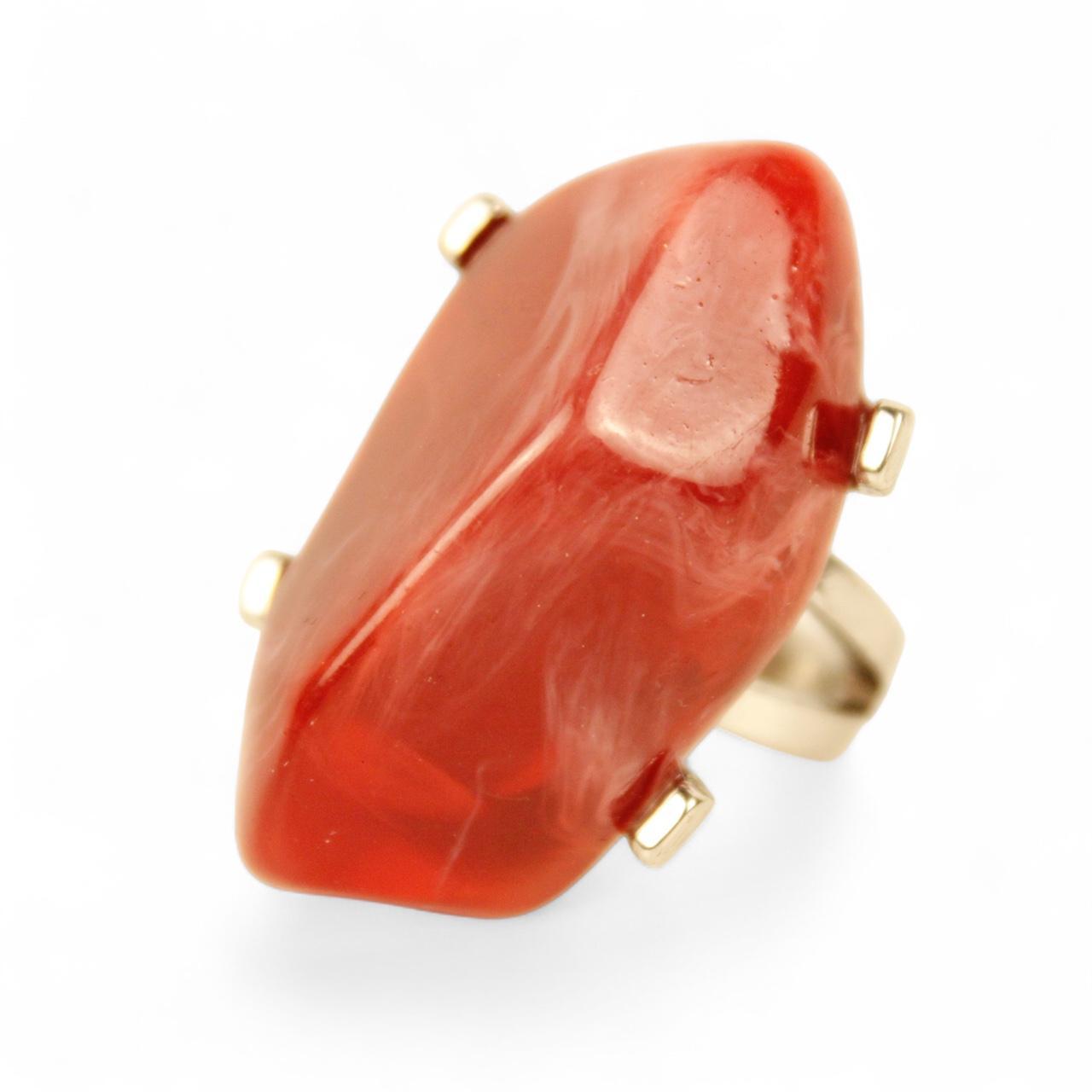 Vintage Red Ring Silver Tone Split Shank Cocktail Jewellery Size R  Deadstock