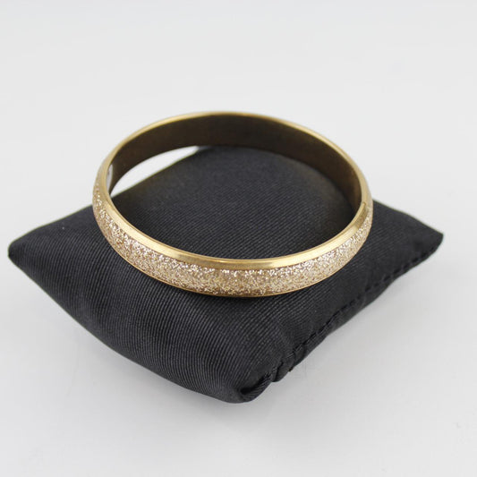 Gold Tone Bangle Bracelet Glitter Texture Minimalist Jewelry