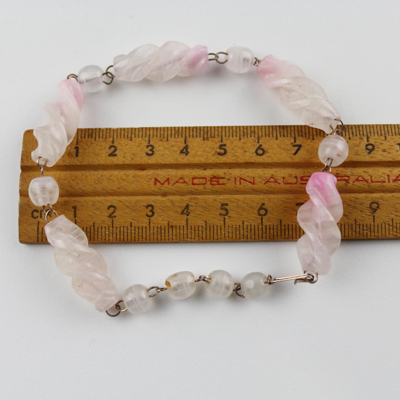 Pink & White Stone Beaded Bracelet Fashion Jewelry  Fair pre