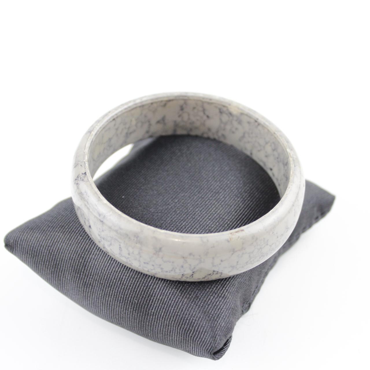 Marbled Gray Ceramic Bangle Bracelet - Unique Textured Stone