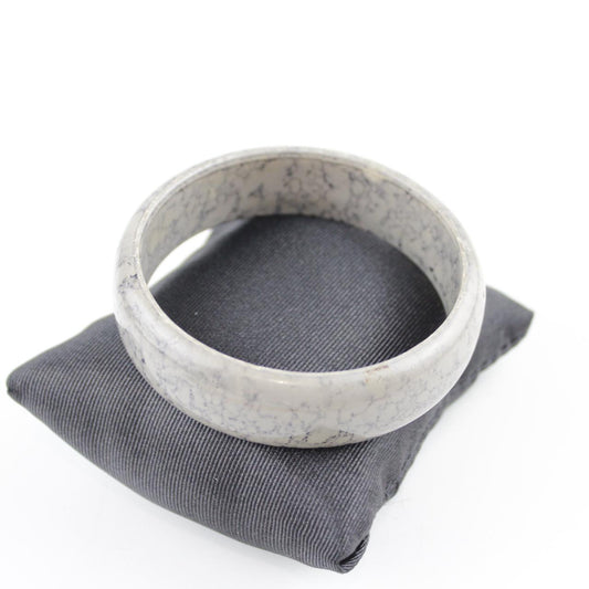 Marbled Gray Ceramic Bangle Bracelet - Unique Textured Stone
