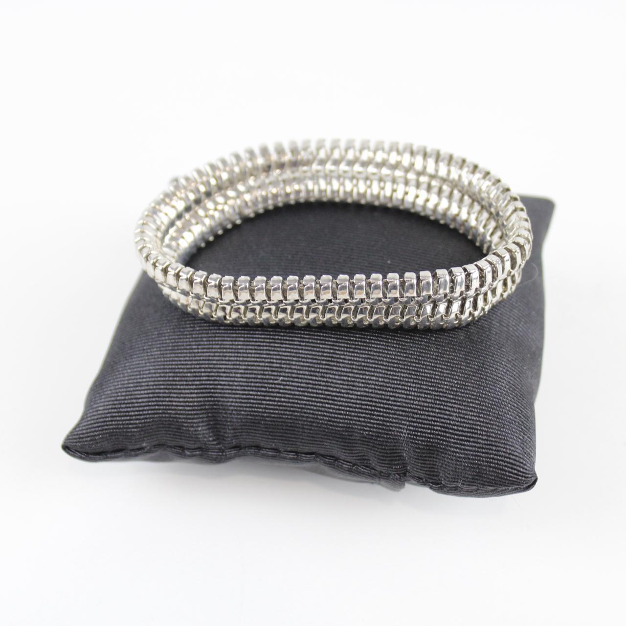 Woven Metal Bracelet - Silver-Tone - Intricate Design - Stat