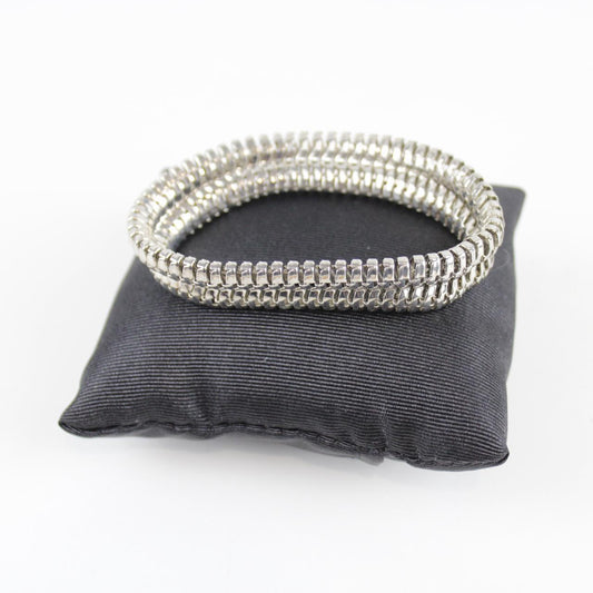 Woven Metal Bracelet - Silver-Tone - Intricate Design - Stat