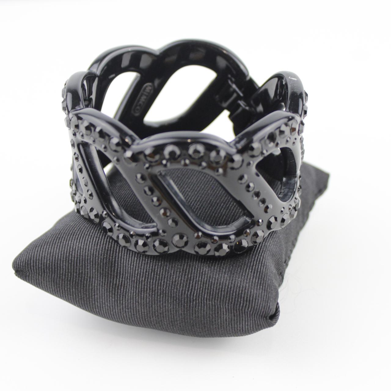 Mimico Elegant Black Bracelet with Faceted Stones Fashion Je
