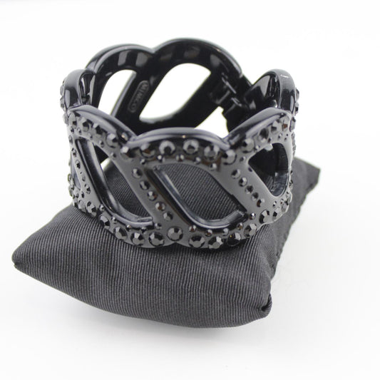 Mimico Elegant Black Bracelet with Faceted Stones Fashion Je