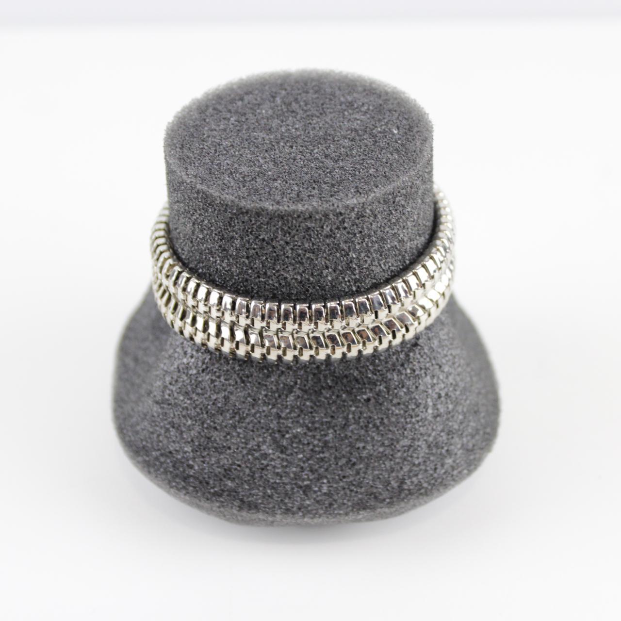 Woven Metal Bracelet - Silver-Tone - Intricate Design - Stat