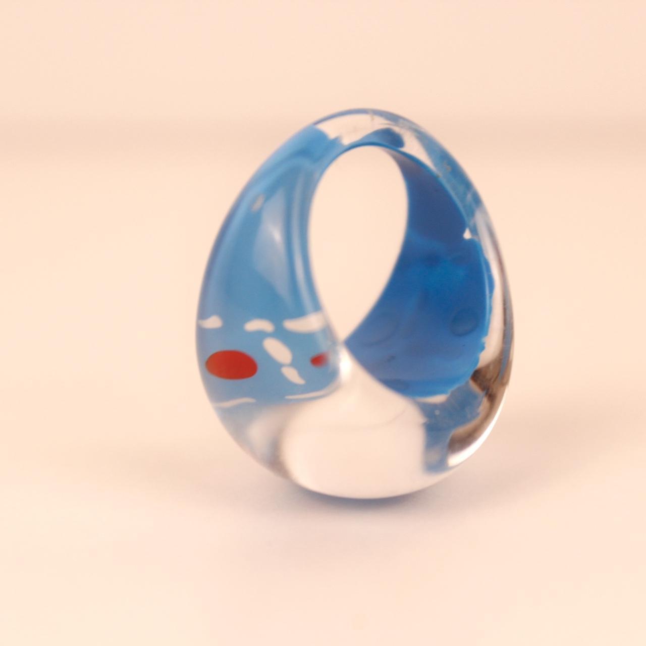 Lucite Acrylic Ring Red White Blue Summer Size L
