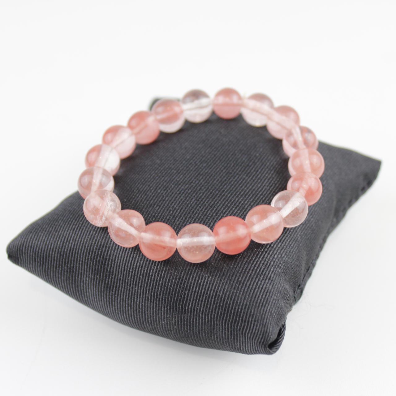 Delicate Rose Quartz Stretch Beaded Bracelet - Soft Pink Hea