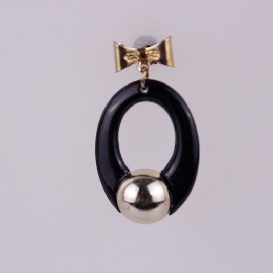 Black Drop Earrings Silver Tone Celtic Knot Leverback Oval Cognac Dangle  Good p