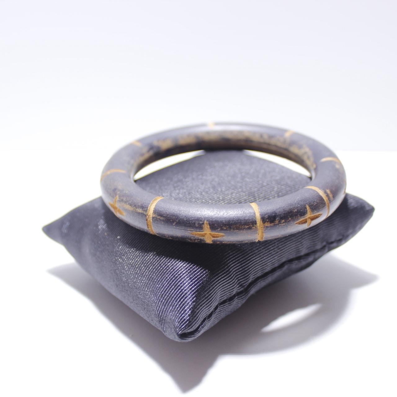 Vintage Bamboo Style Bangle Bracelet Gold Tone Wrap Dark