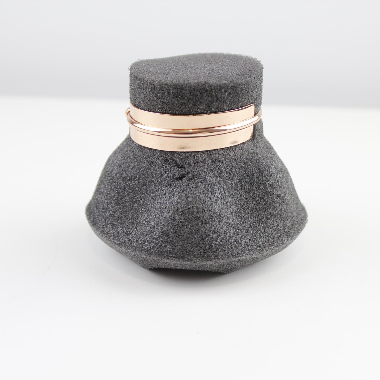 Rose Gold Tone Cuff Bracelet - Minimalist Design - Ball Tip