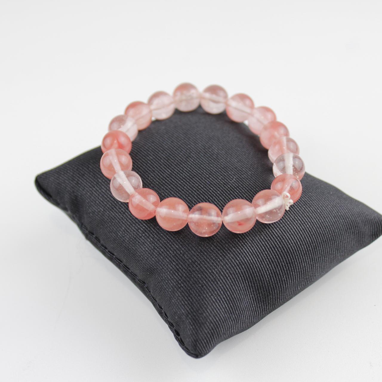 Delicate Rose Quartz Stretch Beaded Bracelet - Soft Pink Hea