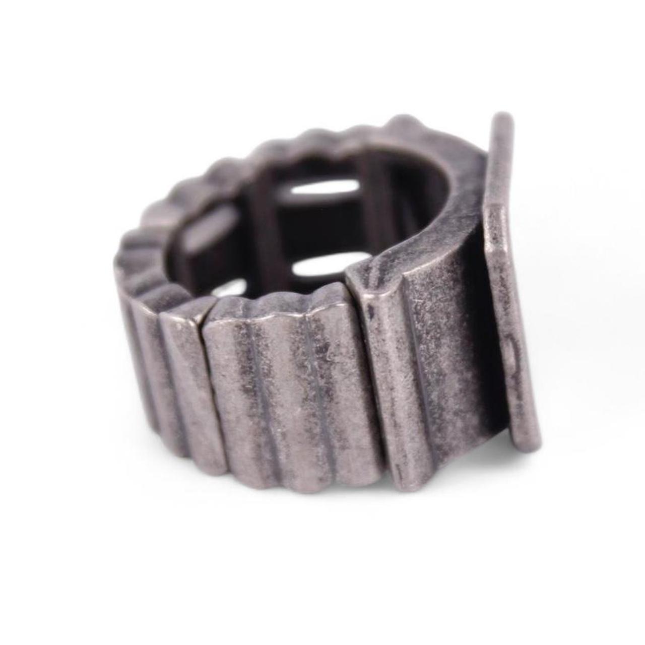 Vintage Brutalist Square Signet Ring Silver Tone Wide Industrial Statement Stret