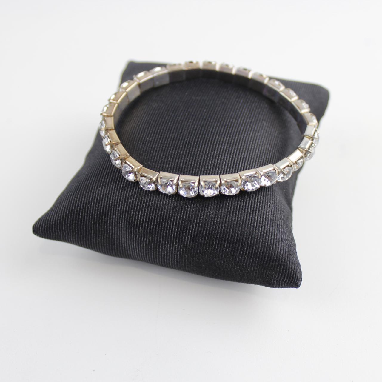 Vintage Crystal Rhinestone Tennis Bracelet - Silver Tone Set