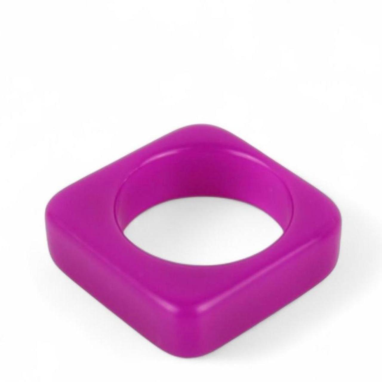 Purple Square Ring Acrylic Resin Plastic Retro Geometric Bold Statement  Good pr