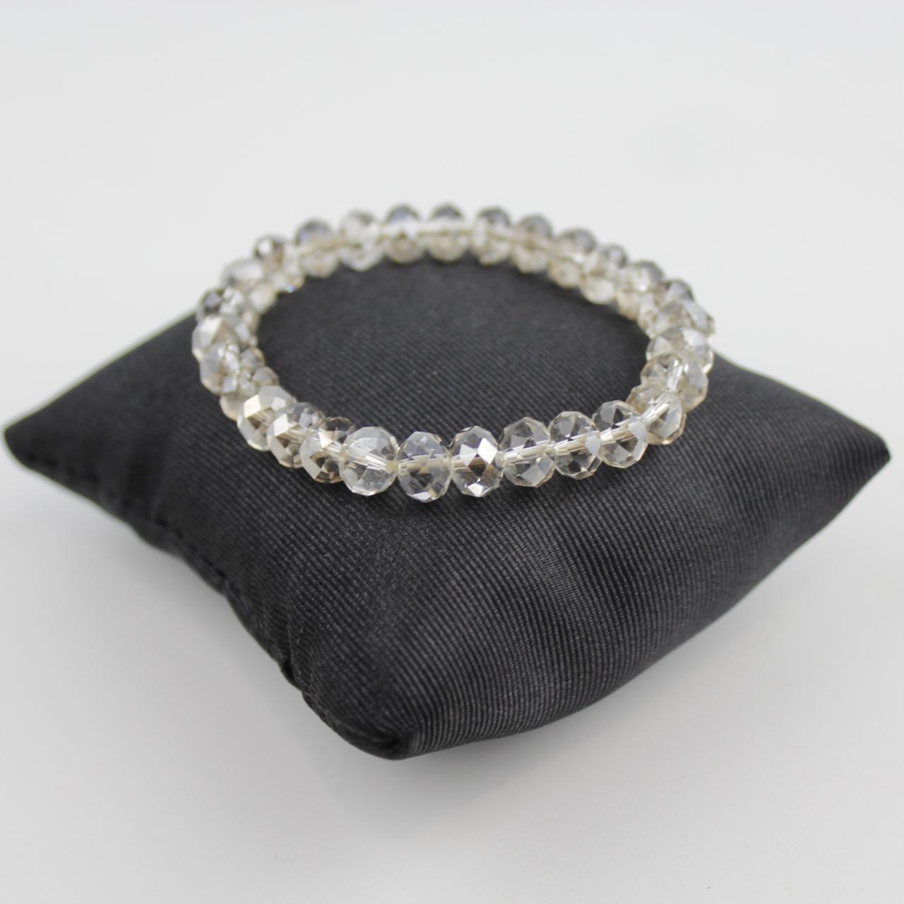 Stretch Crystal Bracelet Faceted Clear Bead Jewelry Elegant