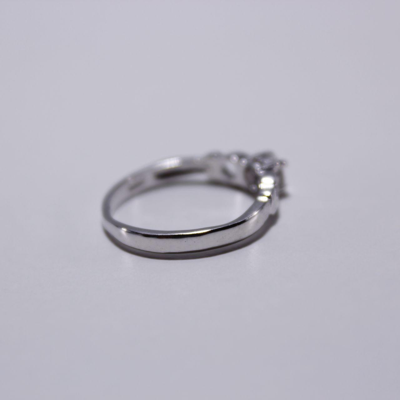 Silver Tone Celtic Knot Ring Clear Solitaire Minimalist