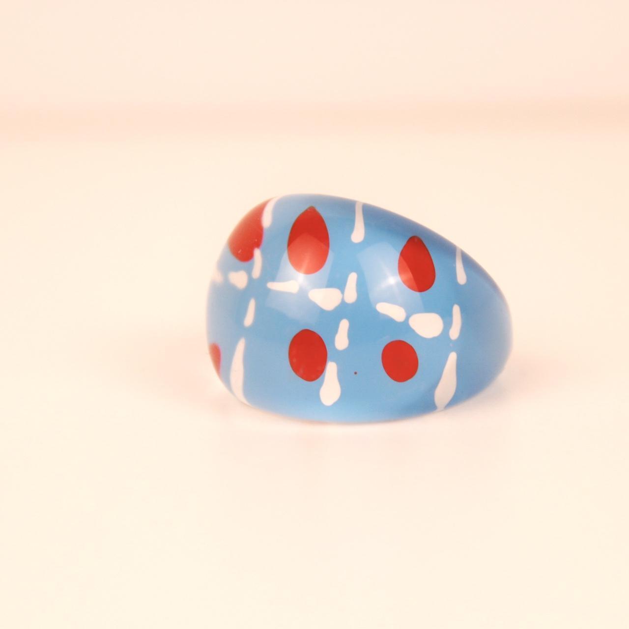 Lucite Acrylic Ring Red White Blue Summer Size L