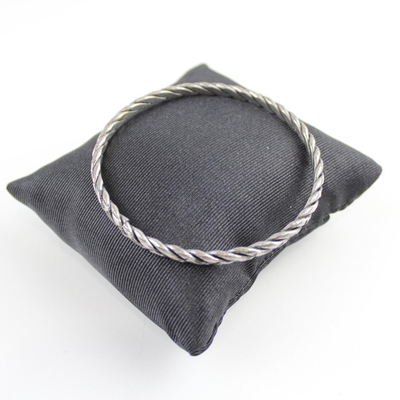Silver Tone Bangle Bracelet Twisted Rope Design Casual Jewel