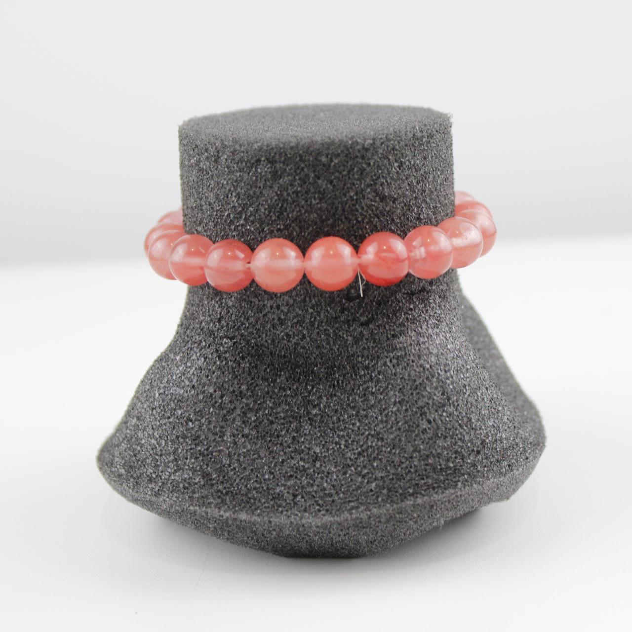 Charming Rose Quartz Stretch Bead Bracelet - Soft Pink Heali