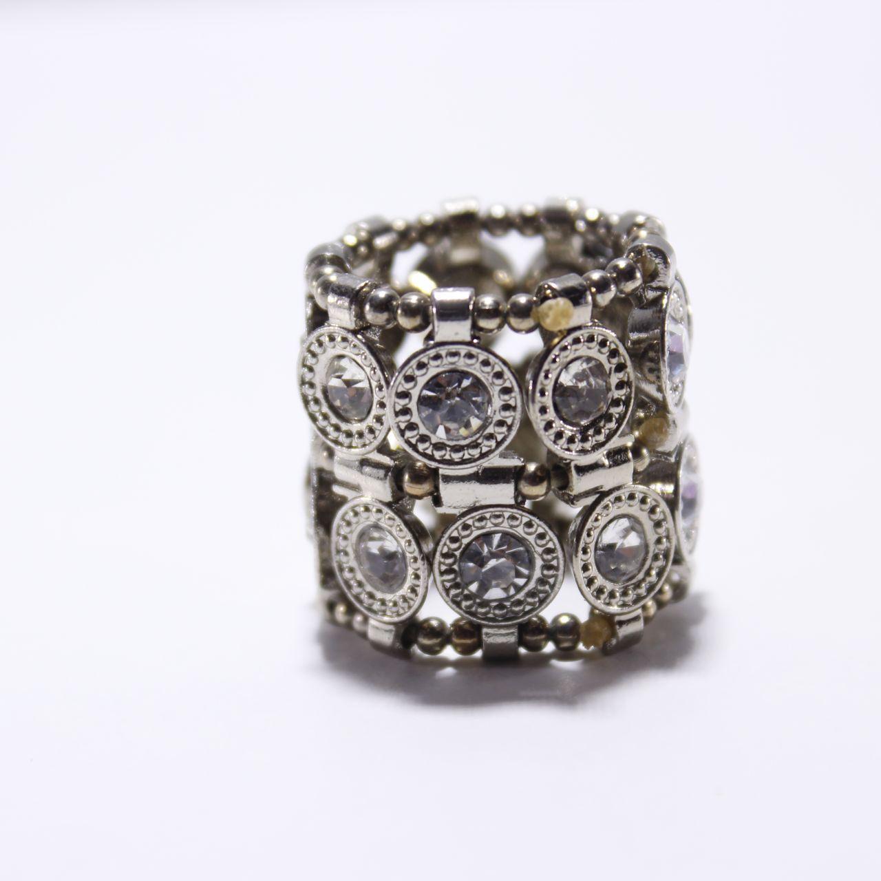 Wide Stretch Band Ring Pave Rhinestone Clear Expandable