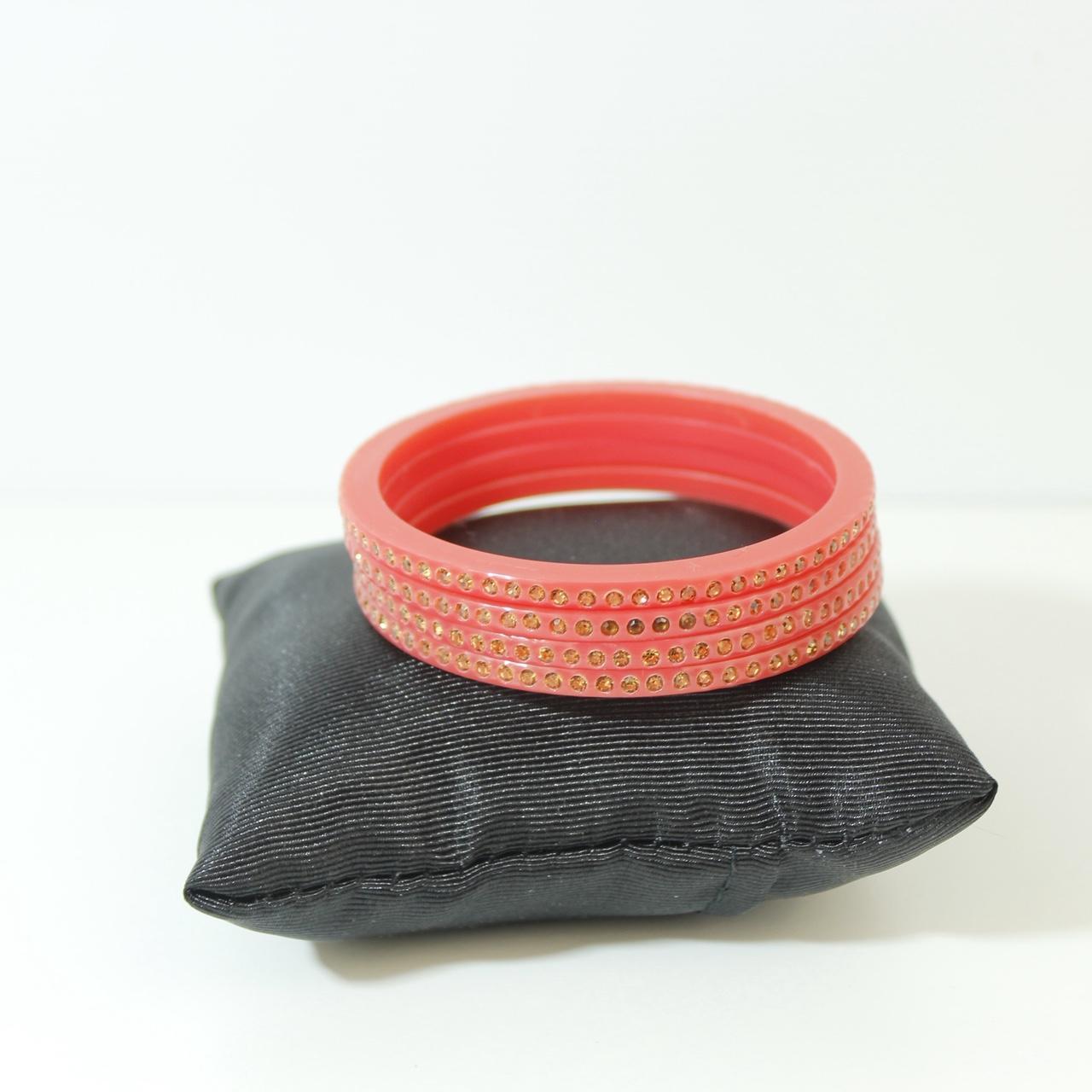Kids Red Resin Bangle Bracelets Gold Glitter Inlay Textured Sparkle Stacking
