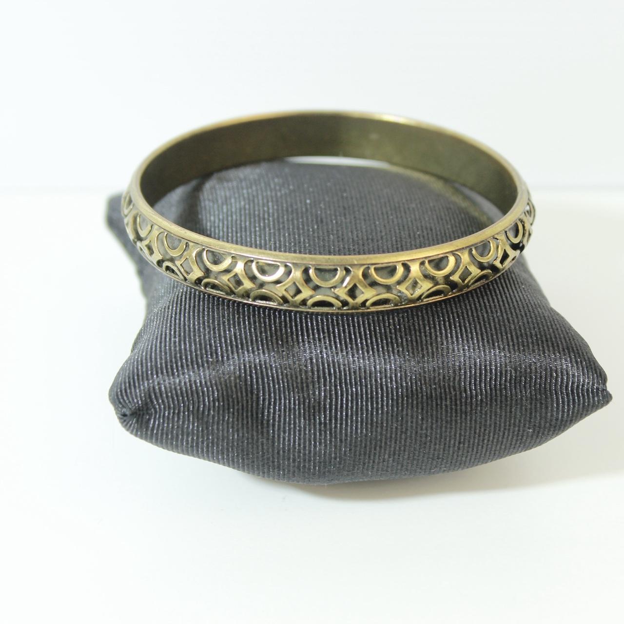 Vintage Brass Bangle Bracelet Openwork Design Gold Tone Boho Stacking Jewellery