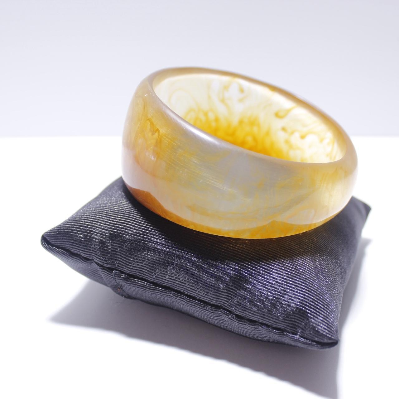 Vintage Amber Lucite Bangle Bracelet Chunky Marbled