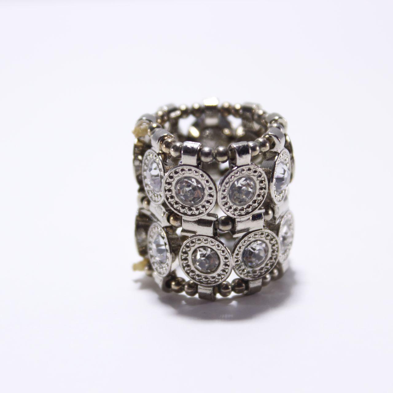 Wide Stretch Band Ring Pave Rhinestone Clear Expandable