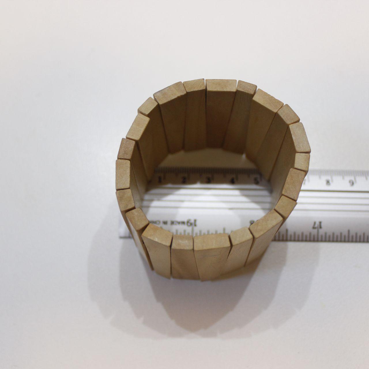Wide Wooden Segmented Stretch Bracelet Natural Wood Tone Chu