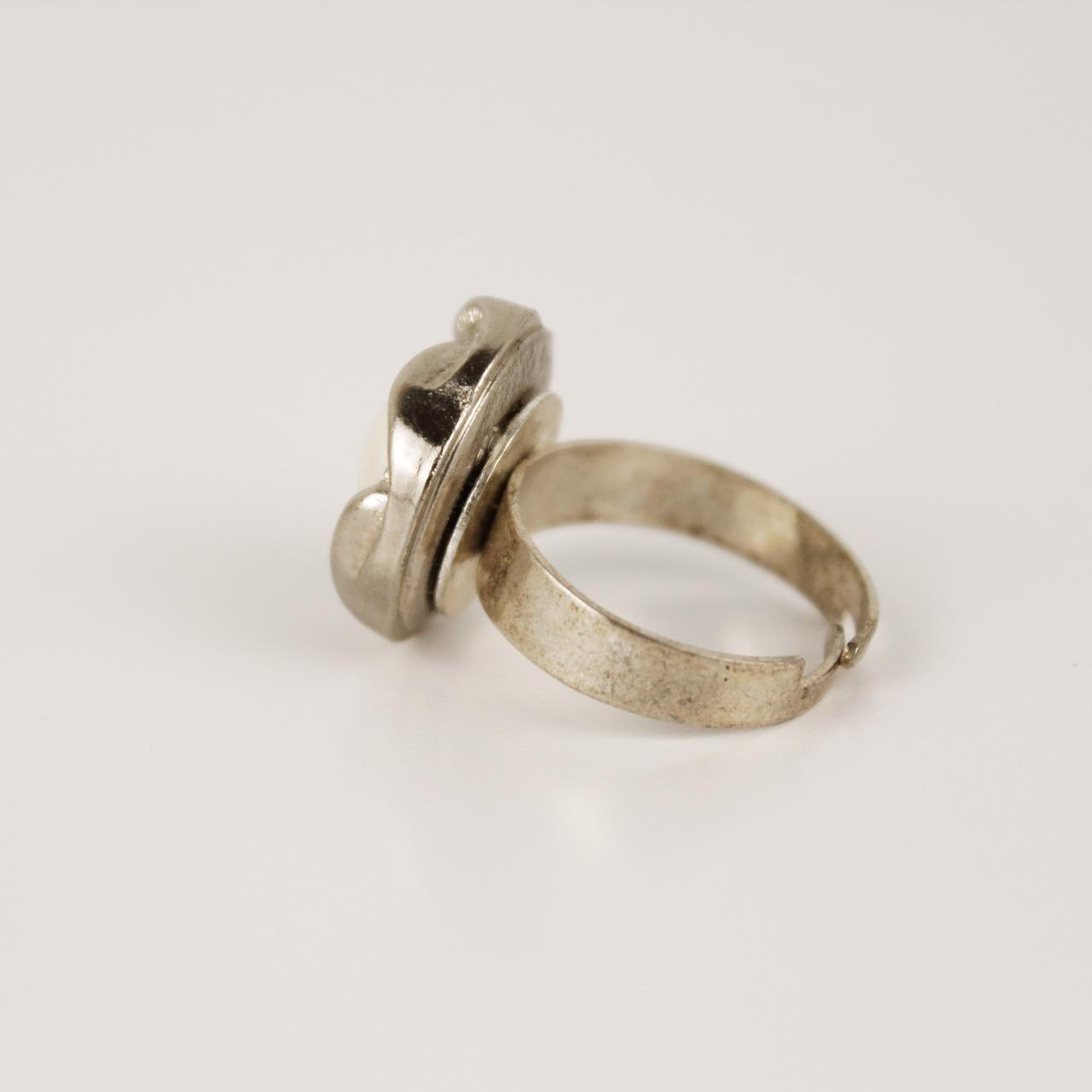 Vintage Silver Tone Ring Sculptural Chunky Statement Cocktail Adjustable Band  G