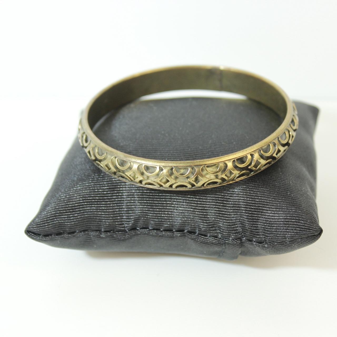 Vintage Brass Bangle Bracelet Openwork Design Gold Tone Boho Stacking Jewellery