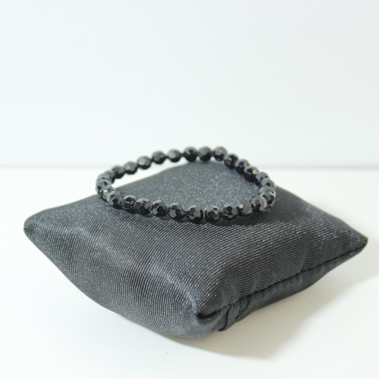 Black Faceted Bead Stretch Bracelet Accent Stacking Bangle Minimalist Jewellery