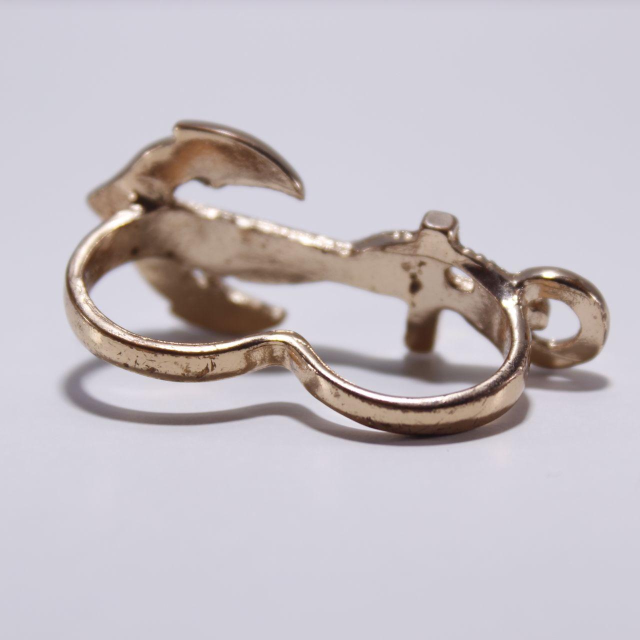 Gold Tone Nautical Anchor Wrap Ring Adjustable Marine Ship